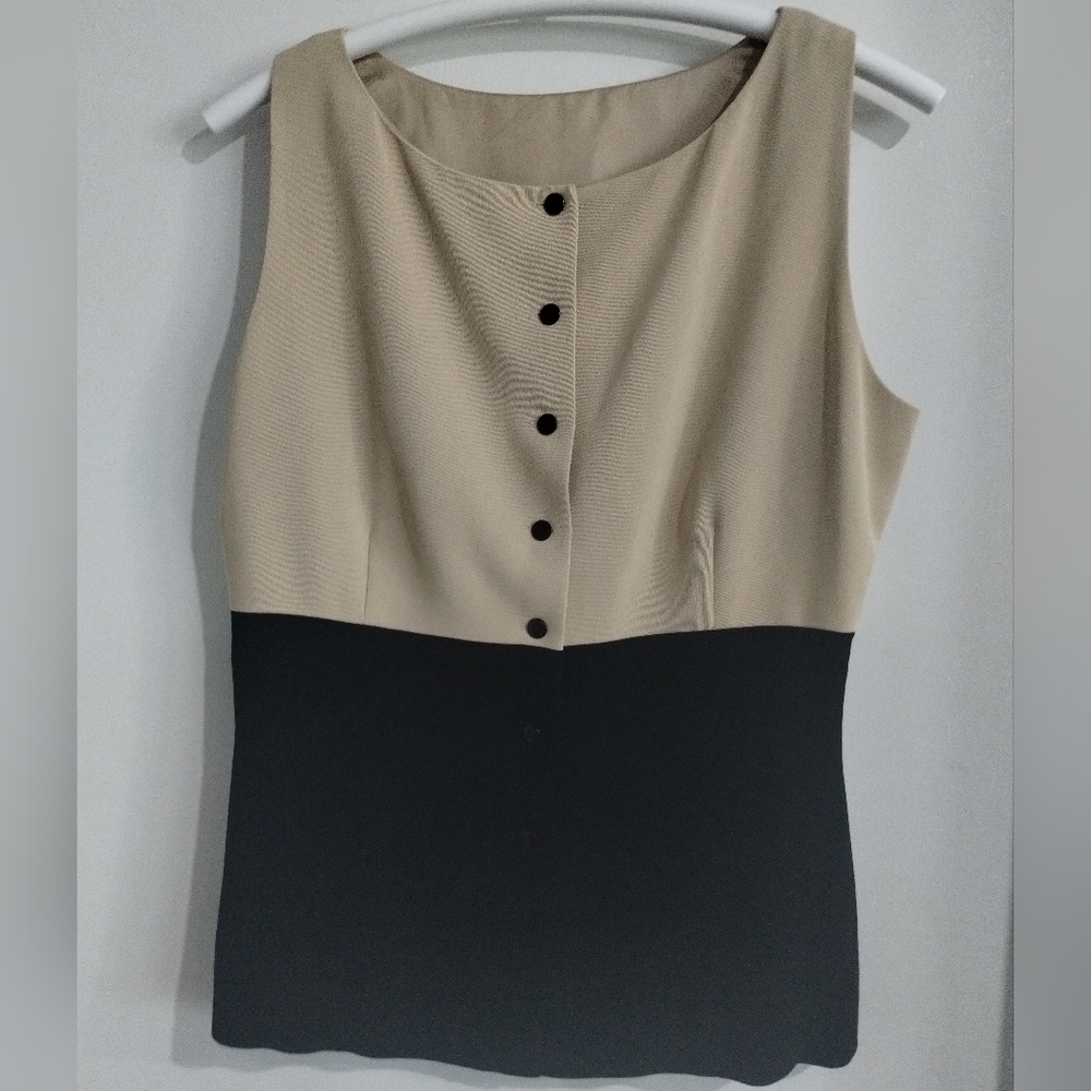 Dana Buchman Colorblock Button Detail Top - Size 14
